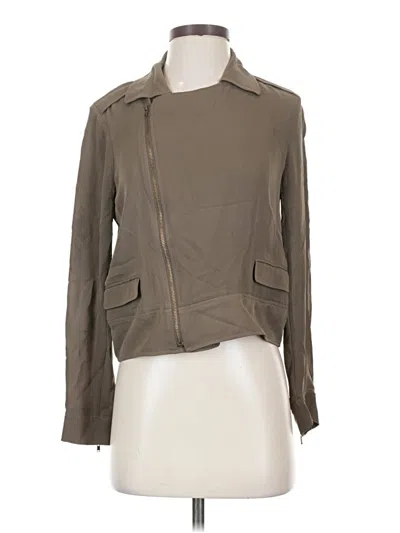 Pre-owned J.crew Collection Long Sleeve Silk Top Brown One Shoulder Neckline Tops