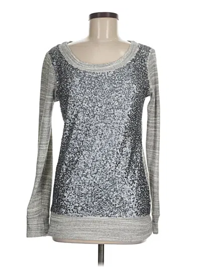 Pre-owned J.crew Collection Long Sleeve Top Silver Scoop Neck Tops
