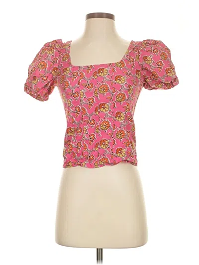 Pre-owned J.crew Collection Short Sleeve Blouse In Pink