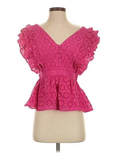 Pre-owned J.crew Collection Short Sleeve Blouse In Pink