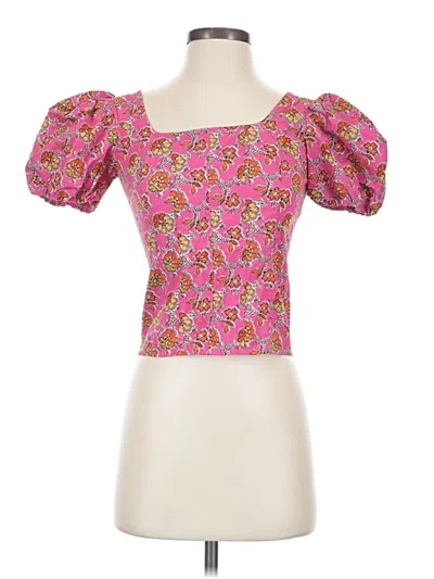 Pre-owned J.crew Collection Short Sleeve Blouse In Pink