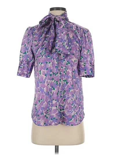Pre-owned J.crew Collection Short Sleeve Blouse In Purple