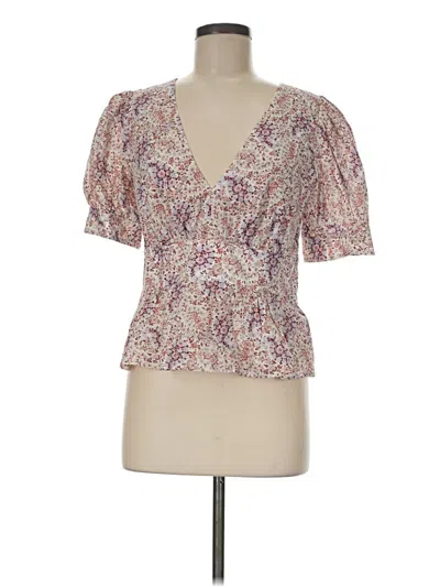 Pre-owned J.crew Collection Short Sleeve Blouse In Tan