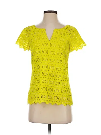 Pre-owned J.crew Collection Short Sleeve Blouse In Yellow