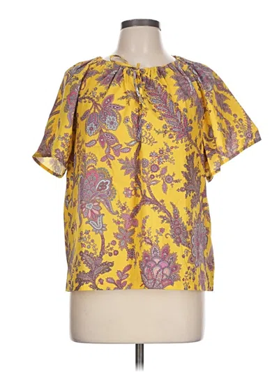 Pre-owned J.crew Collection Short Sleeve Blouse In Yellow