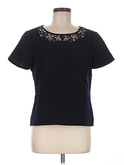 Pre-owned J.crew Collection Short Sleeve Top Black Crew Neck Tops