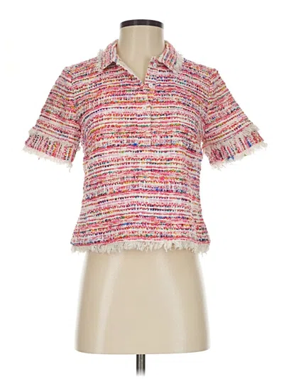 Pre-owned J.crew Collection Short Sleeve Top Pink Collared Neckline Tops