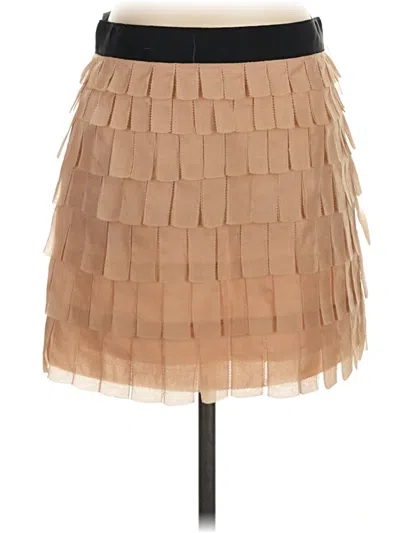Pre-owned J.crew Collection Silk Skirt In Tan