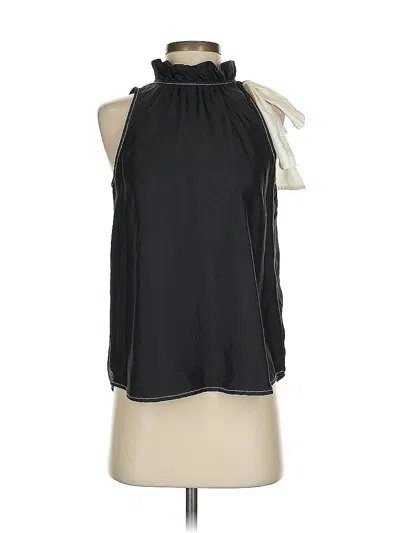 Pre-owned J.crew Collection Sleeveless Silk Top Black Halter Neckline Tops