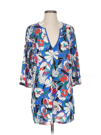 Pre-owned J.crew Factory Store 3/4 Sleeve Blouse In Blue