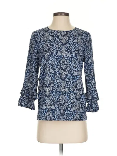 Pre-owned J.crew Factory Store 3/4 Sleeve Blouse In Blue