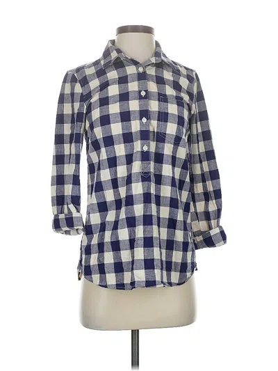 Pre-owned J.crew Factory Store 3/4 Sleeve Button Down Shirt In Blue