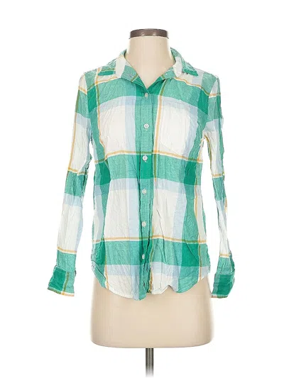 Pre-owned J.crew Factory Store 3/4 Sleeve Button Down Shirt In Green