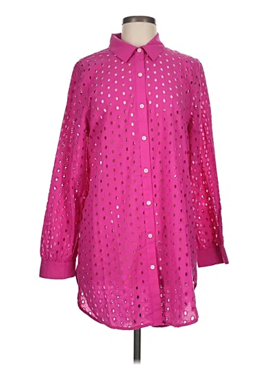Pre-owned J.crew Factory Store 3/4 Sleeve Button Down Shirt In Pink