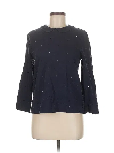 Pre-owned J.crew Factory Store 3/4 Sleeve Top Black Crew Neck Tops