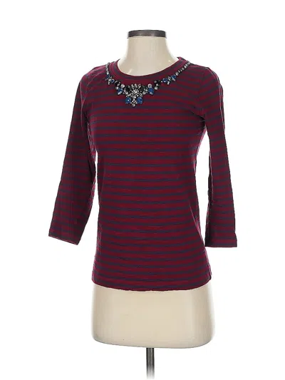 Pre-owned J.crew Factory Store 3/4 Sleeve Top Burgundy Collared Neckline Tops