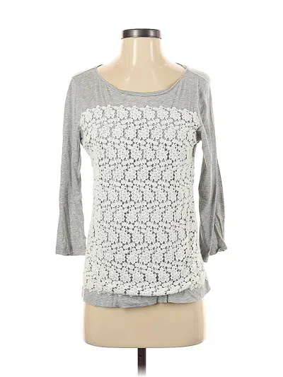 Pre-owned J.crew Factory Store 3/4 Sleeve Top Gray Square Neckline Tops
