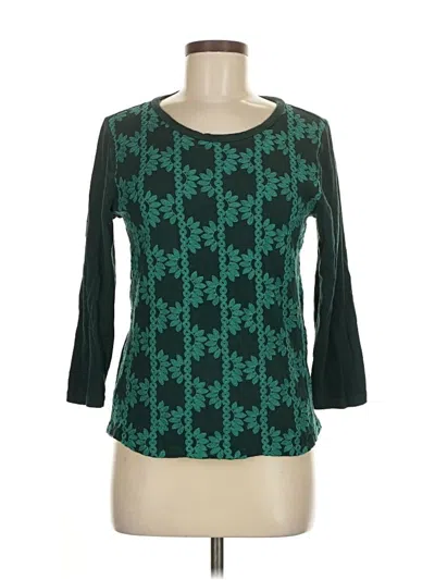 Pre-owned J.crew Factory Store 3/4 Sleeve Top Green Square Neckline Tops