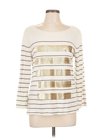 Pre-owned J.crew Factory Store 3/4 Sleeve Top Ivory Boatneck Tops In White