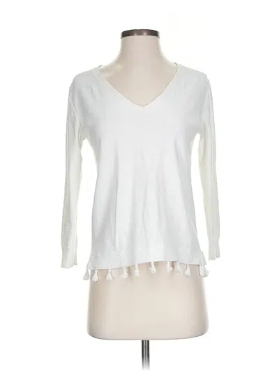 Pre-owned J.crew Factory Store 3/4 Sleeve Top Ivory V Neck Tops In White