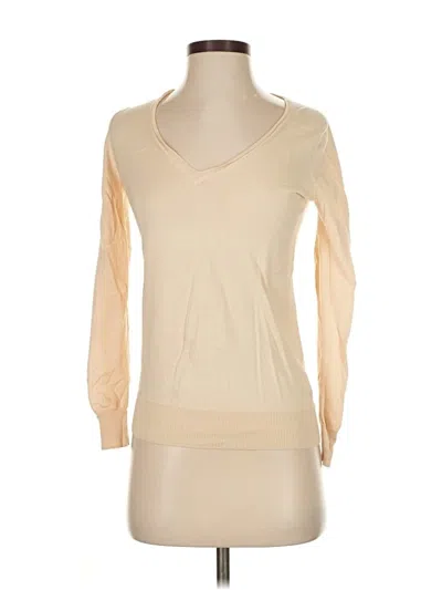 Pre-owned J.crew Factory Store 3/4 Sleeve Top Tan Scoop Neck Tops In Brown