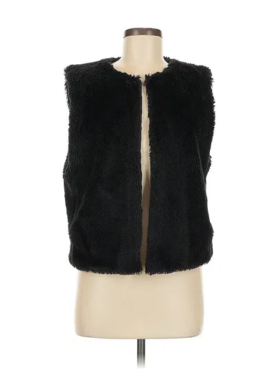 Pre-owned J.crew Factory Store Faux Fur Vest In Black