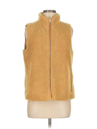 Pre-owned J.crew Factory Store Faux Fur Vest In Gold