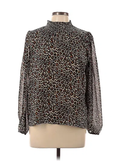 Pre-owned J.crew Factory Store Long Sleeve Blouse In Black