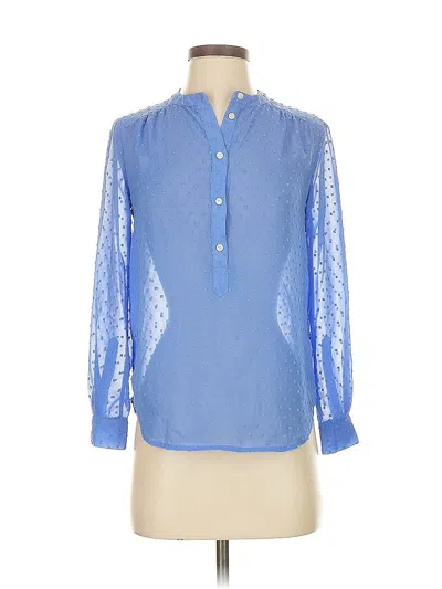 Pre-owned J.crew Factory Store Long Sleeve Blouse In Blue