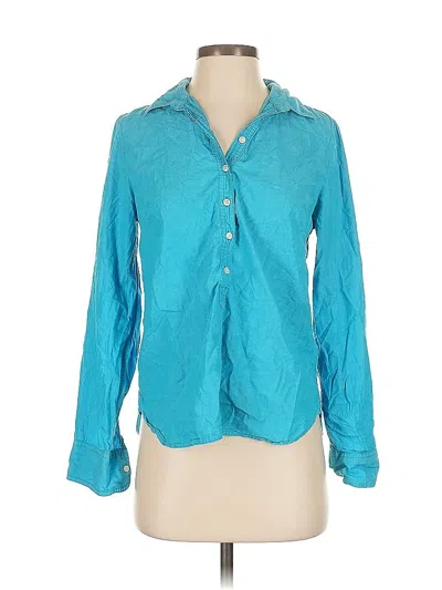 Pre-owned J.crew Factory Store Long Sleeve Blouse In Blue