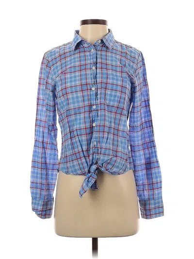 Pre-owned J.crew Factory Store Long Sleeve Blouse In Blue