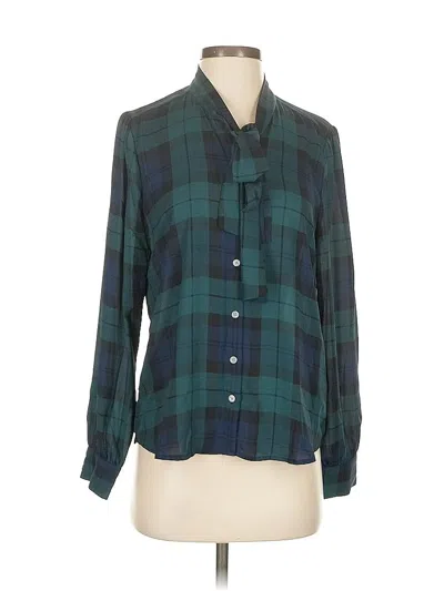 Pre-owned J.crew Factory Store Long Sleeve Blouse In Blue