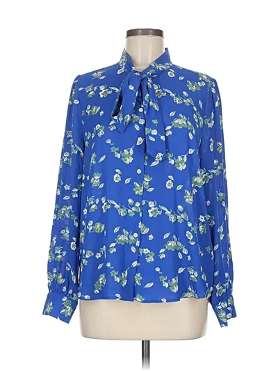 Pre-owned J.crew Factory Store Long Sleeve Blouse In Blue