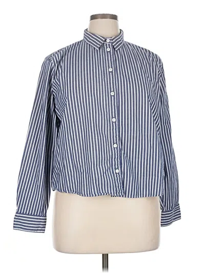 Pre-owned J.crew Factory Store Long Sleeve Blouse In Blue