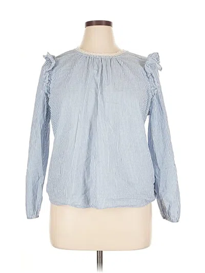 Pre-owned J.crew Factory Store Long Sleeve Blouse In Blue