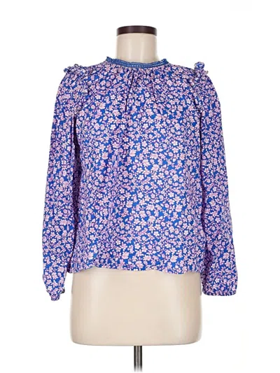 Pre-owned J.crew Factory Store Long Sleeve Blouse In Blue