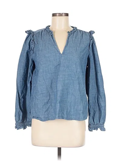 Pre-owned J.crew Factory Store Long Sleeve Blouse In Blue
