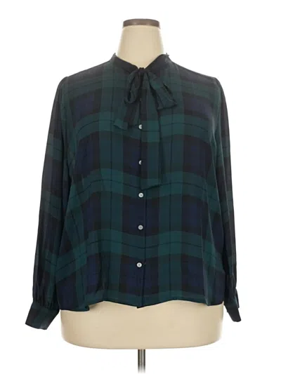 J.crew Factory Store Long Sleeve Blouse In Blue