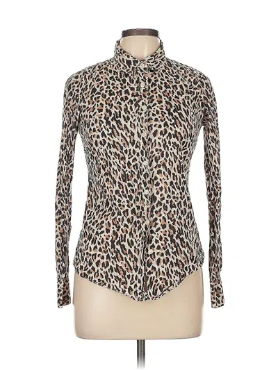 Pre-owned J.crew Factory Store Long Sleeve Blouse In Brown