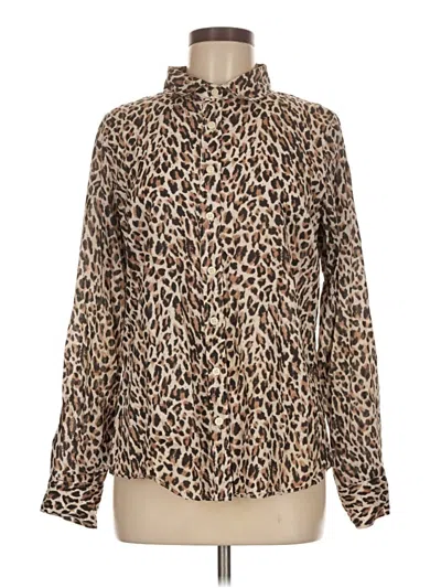 Pre-owned J.crew Factory Store Long Sleeve Blouse In Brown