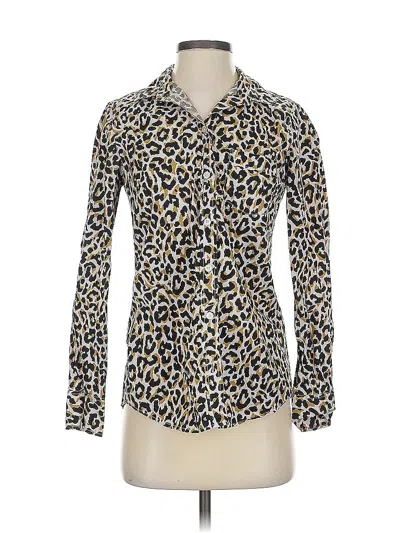 Pre-owned J.crew Factory Store Long Sleeve Blouse In Gold