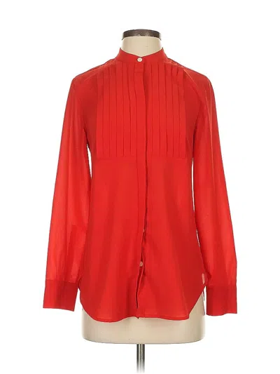 Pre-owned J.crew Factory Store Long Sleeve Blouse In Red