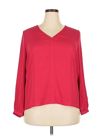Pre-owned J.crew Factory Store Long Sleeve Blouse In Red