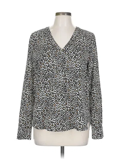 Pre-owned J.crew Factory Store Long Sleeve Blouse In Silver