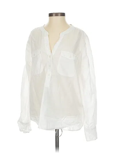 Pre-owned J.crew Factory Store Long Sleeve Blouse In White