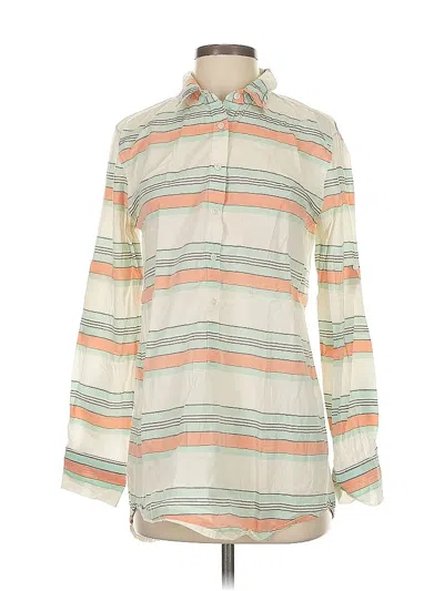 Pre-owned J.crew Factory Store Long Sleeve Blouse In White