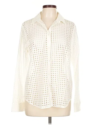 Pre-owned J.crew Factory Store Long Sleeve Blouse In White
