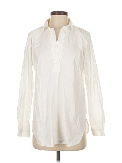 Pre-owned J.crew Factory Store Long Sleeve Blouse In White