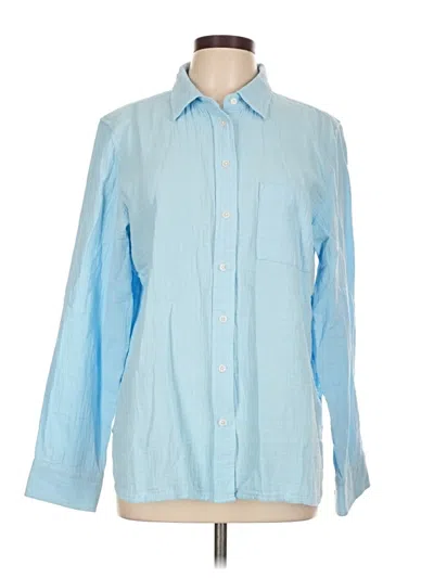J.crew Factory Store Long Sleeve Button Down Shirt In Blue