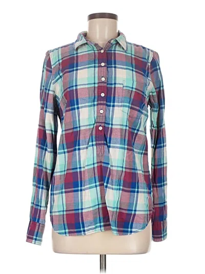 Pre-owned J.crew Factory Store Long Sleeve Button Down Shirt In Blue